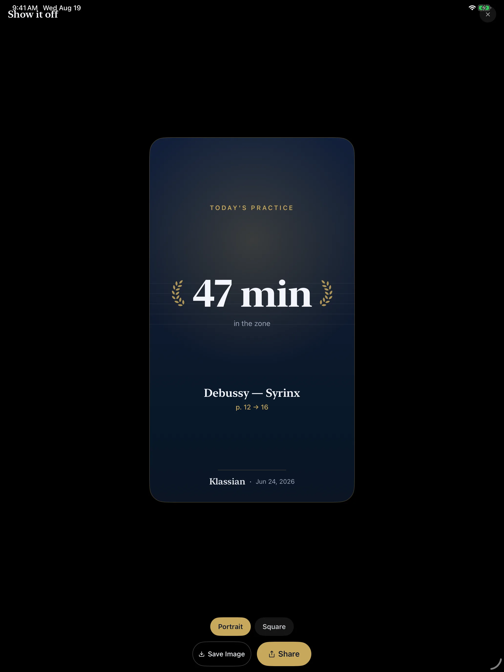 A shareable card made from the monthly summary