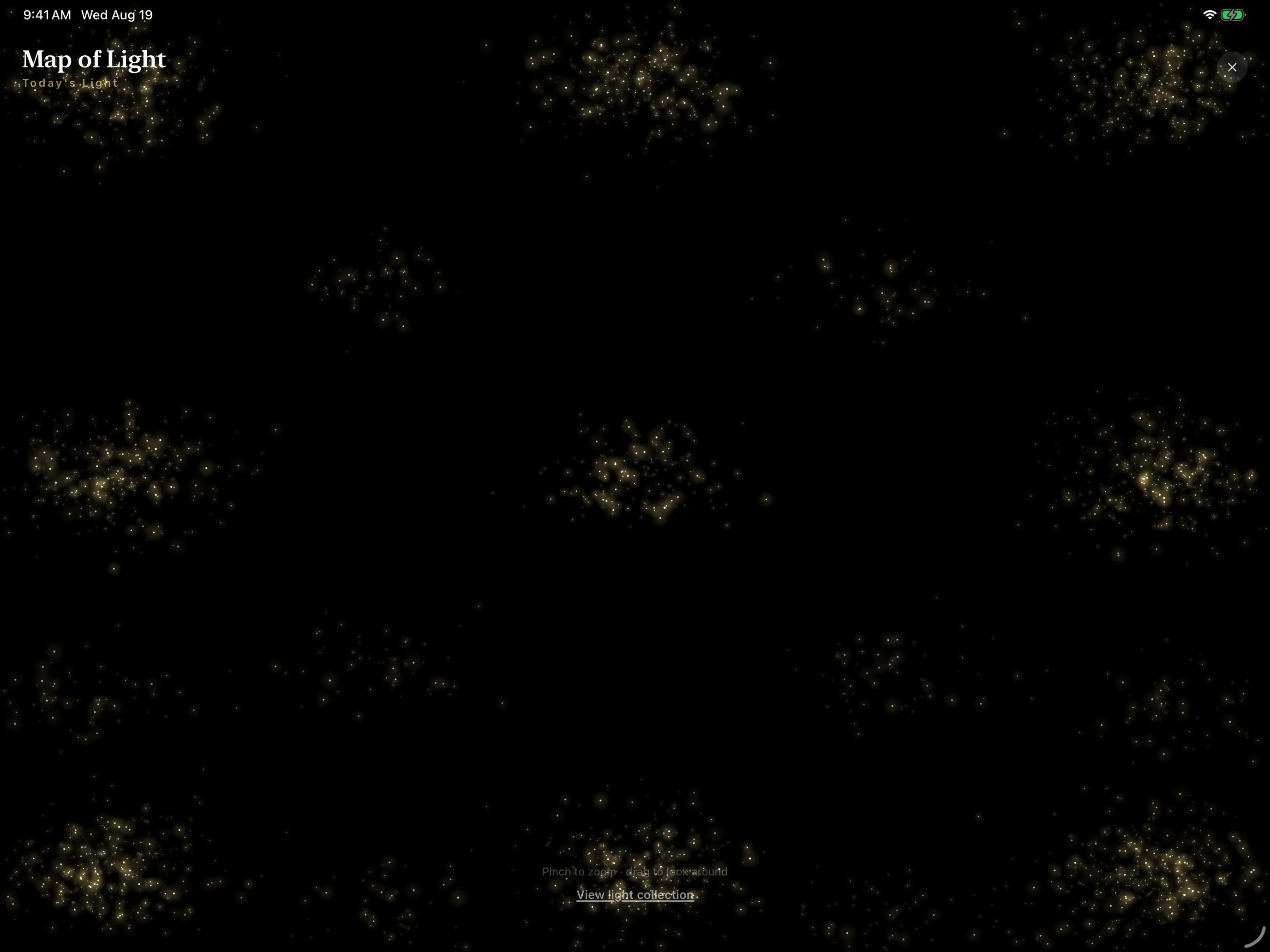 A light map dense with stars