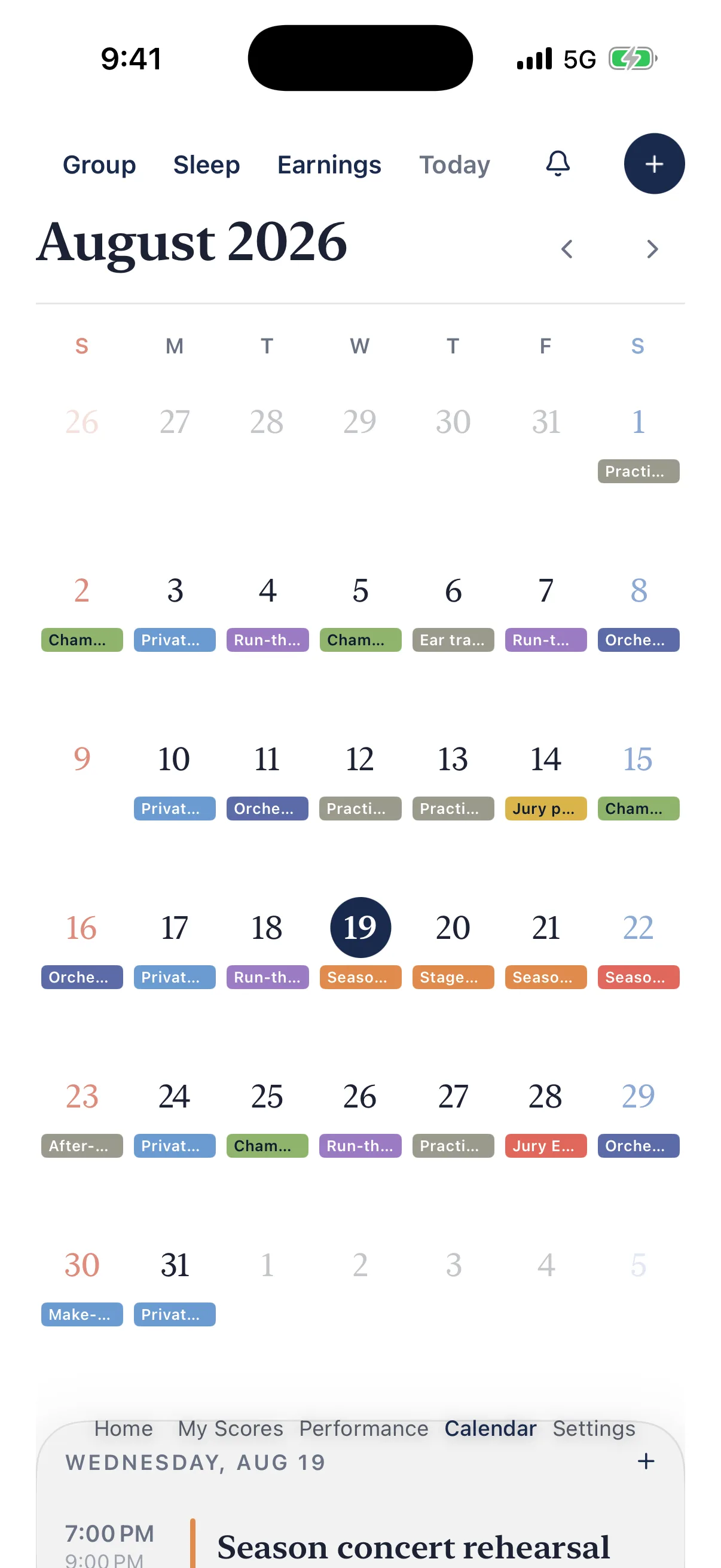 The calendar on iPhone